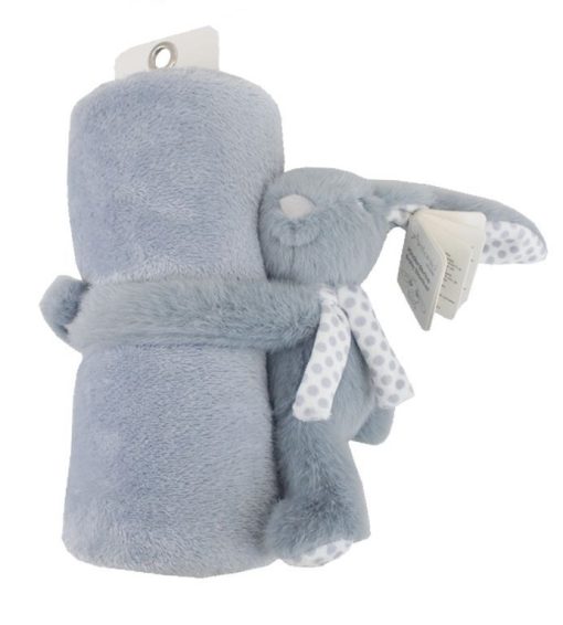 Knuffelzacht babydekentje - deken baby en peuter 100 x75 cm – Kraamcadeau - Zacht dekentje met schattig konijntje – Teddy deken - Blauwgrijs - Baby geschenkset