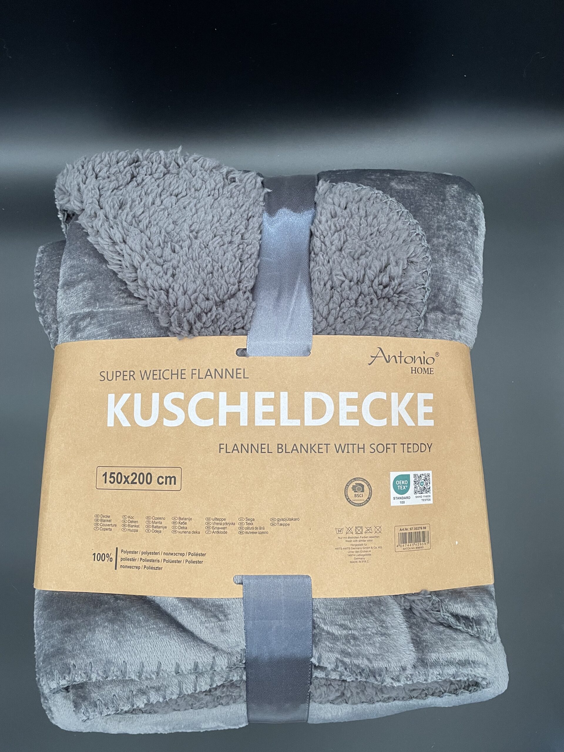 Superzachte Flanel Teddy Deken 150x200 cm – Warme deken – Fluffy deken - plaid - Donkergrijs
