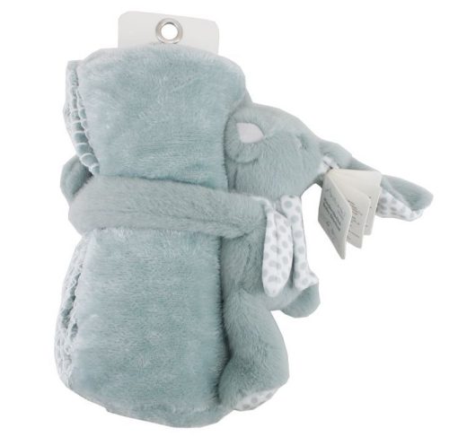 Knuffelzacht babydekentje - deken baby en peuter 100 x75 cm – Kraamcadeau - Zacht dekentje met schattig konijntje – Teddy deken - Grijs groen - Baby geschenkset