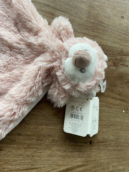 Knuffeldoekje baby en peuter – Kraamcadeau - Knuffeldoek met uil als dierenvriendje – rond 30x30 cm - Oud Roze - Image 2