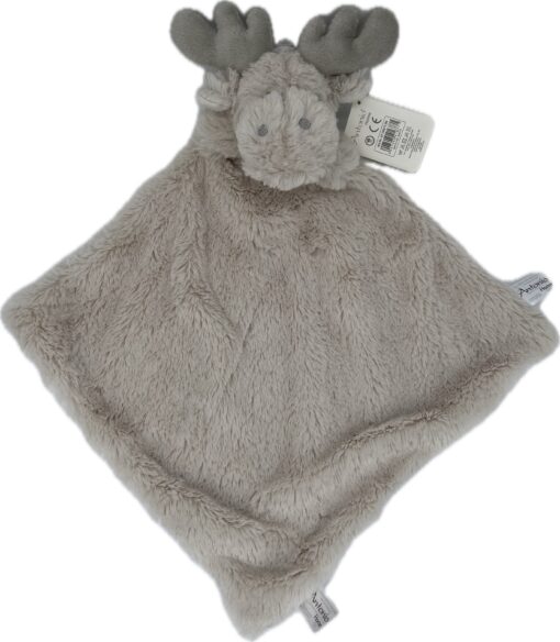 Knuffeldoekje baby en peuter – Kraamcadeau - Knuffeldoek met eland als dierenvriendje – Vierkant 30x30 cm - Beige