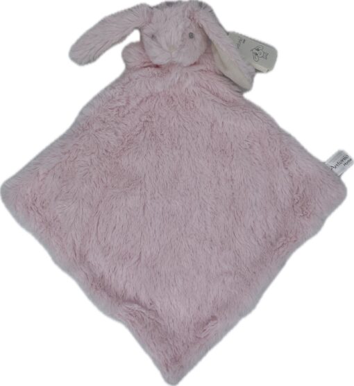 Knuffeldoekje baby en peuter – Kraamcadeau - Knuffeldoek met konijn als dierenvriendje – Vierkant 30x30 cm - Roze