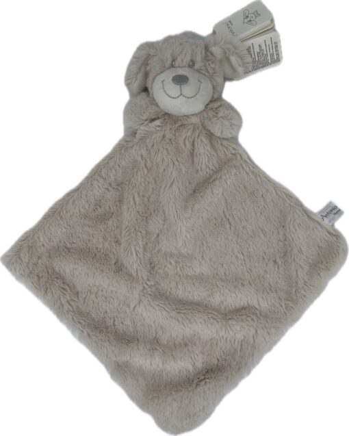 Knuffeldoekje baby en peuter – Kraamcadeau - Knuffeldoek met hond als dierenvriendje – Vierkant 30x30 cm - Beige