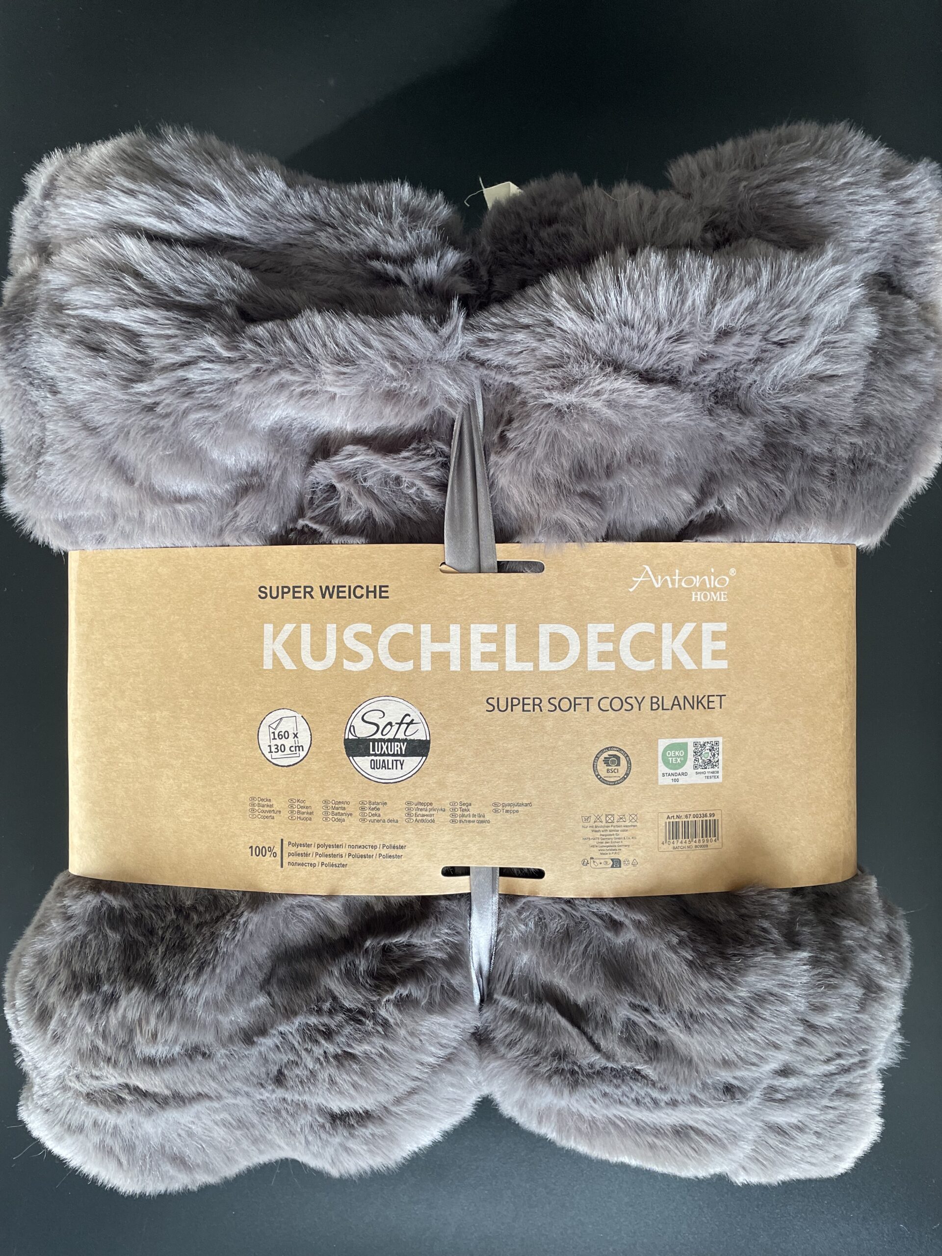 Luxe zachte deken 130x160 grijs