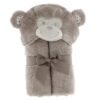 Unique Living baby badjas aap 100x75 cm zachte plush baby badjas kraamcadeau